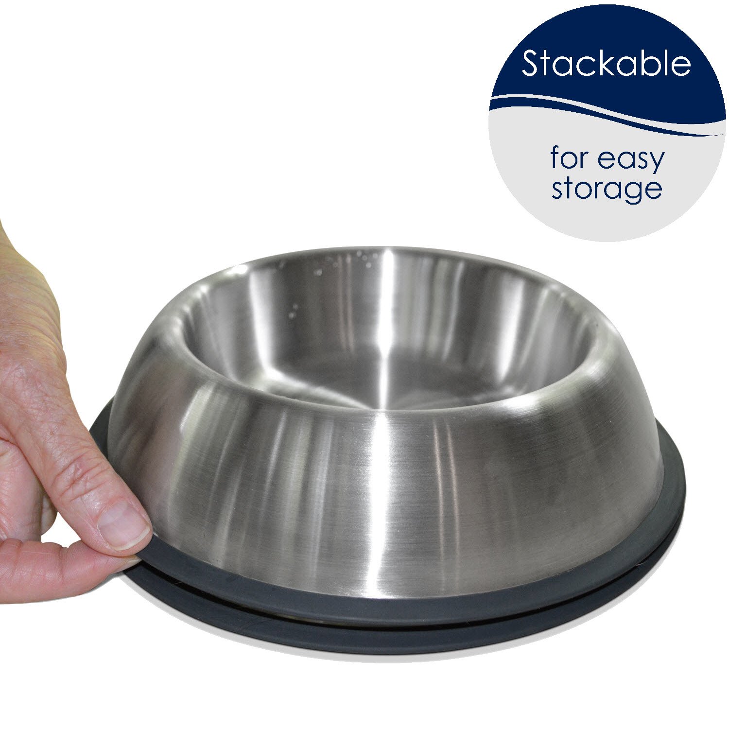 PetFusion Premium Brushed Anti-Tip Dog and Cat Bowls Food Grade Stainless Steel Bowl for Dogs and Cats Food and Water Bowls - 398ml - Image 2