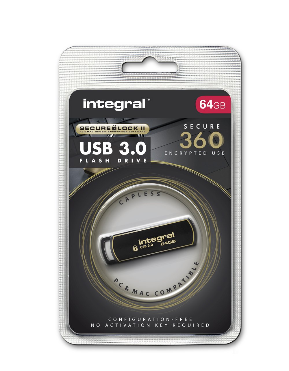 Integral 64GB Secure360 256-Bit Software Encrypted 3.0 USB Secure Flash Memory Drive, Working & Encrypted Dual Partition - Image 2