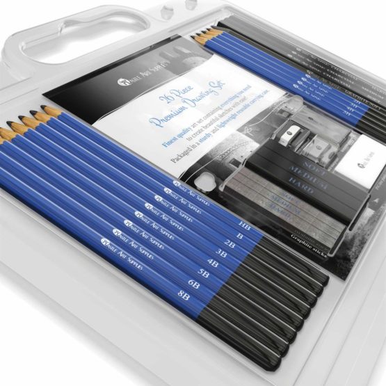 Castle Art Supplies 26 Piece Premium Drawing and Sketching Set | For Artists, Professionals or Beginners | Pencils, Charcoal, Graphite and More | Arranged in Carry-Anywhere Clamshell Case - Image 3