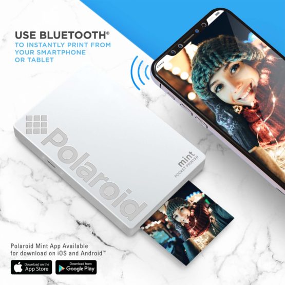 Polaroid Mint Pocket Printer W/ Zink Zero Ink Technology & Built-In Bluetooth for Android & iOS Devices - White - Image 2