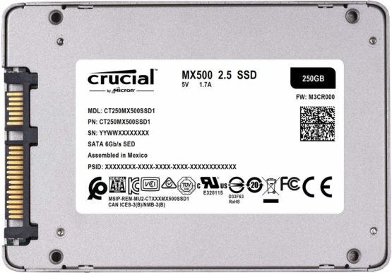 Crucial MX500 250 GB CT250MX500SSD1-Up to 560 MB/s (3D NAND, SATA, 2.5 Inch, Internal SSD), Metallique - Image 3