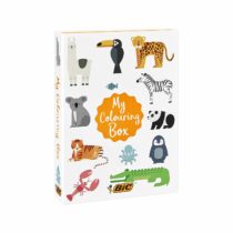 BIC My Colouring Box - Colouring Kit with 12 Markers/18 Colouring Pencils/6 Glitter Glues/1 Colouring Book and 36 Stickers