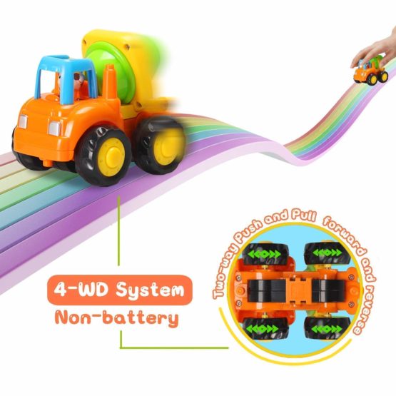 Moontoy Toddler Early Education Construction Vehicles Toys Push and Go Friction Powered Plastic Car Toys Sets for Boys and Girls Gifts for Kids 1 2 3 - Image 4