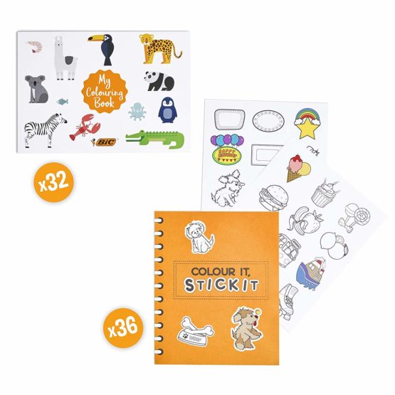 BIC My Colouring Box - Colouring Kit with 12 Markers/18 Colouring Pencils/6 Glitter Glues/1 Colouring Book and 36 Stickers - Image 4