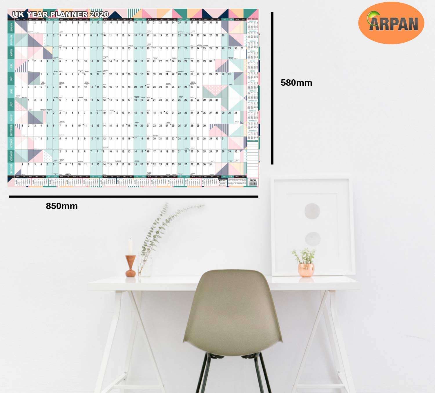 2026 Year Wall Planner - Large A1 Yearly Wall Calendar, 2021 Yearly Multi Color, Unfolded A1 , Folded A4 - Image 3