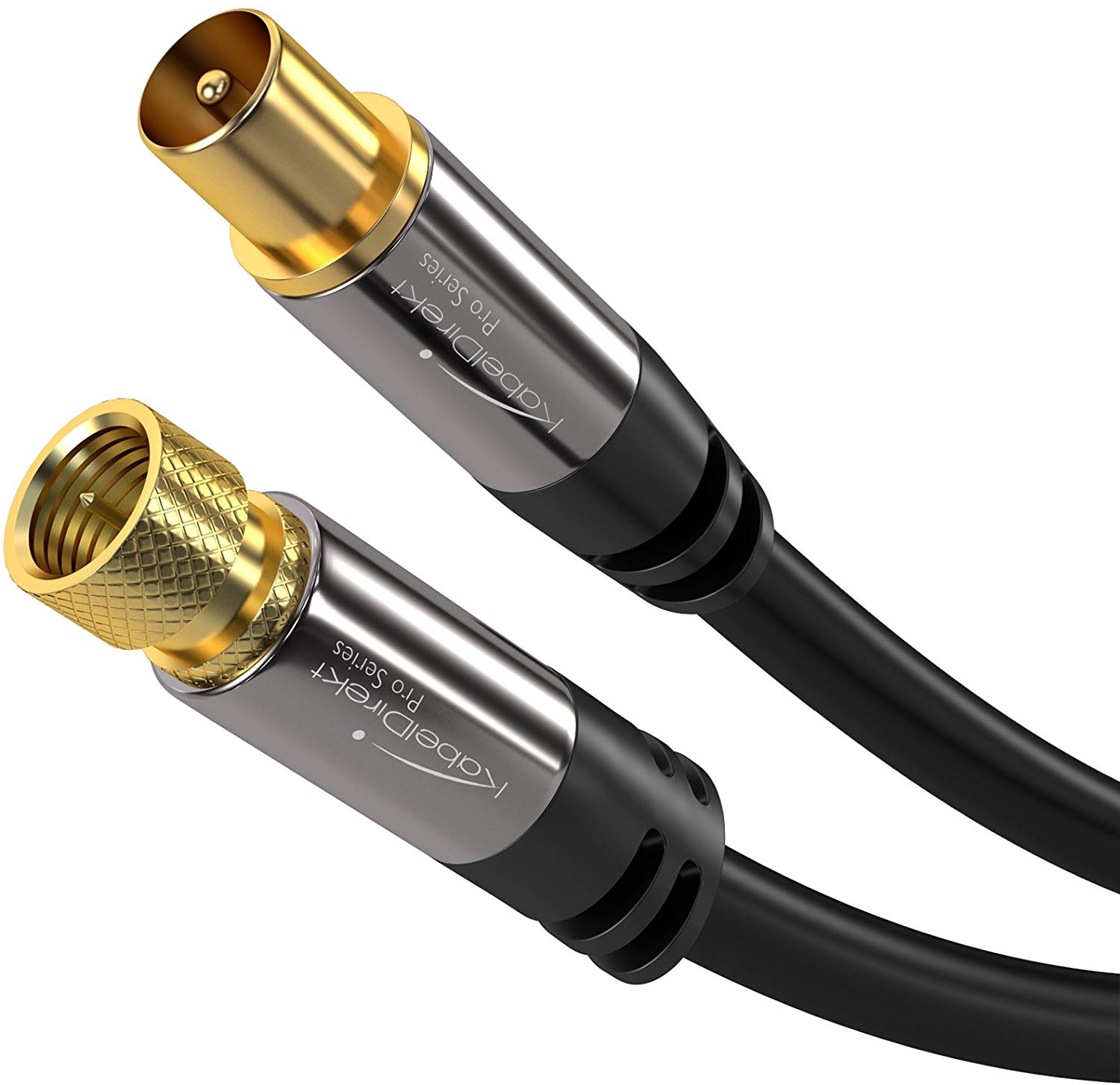 SAT cable/aerial cable with break-proof metal plugs, 3m (TV cable/satellite cable, adapter from F-connector to antenna plug
