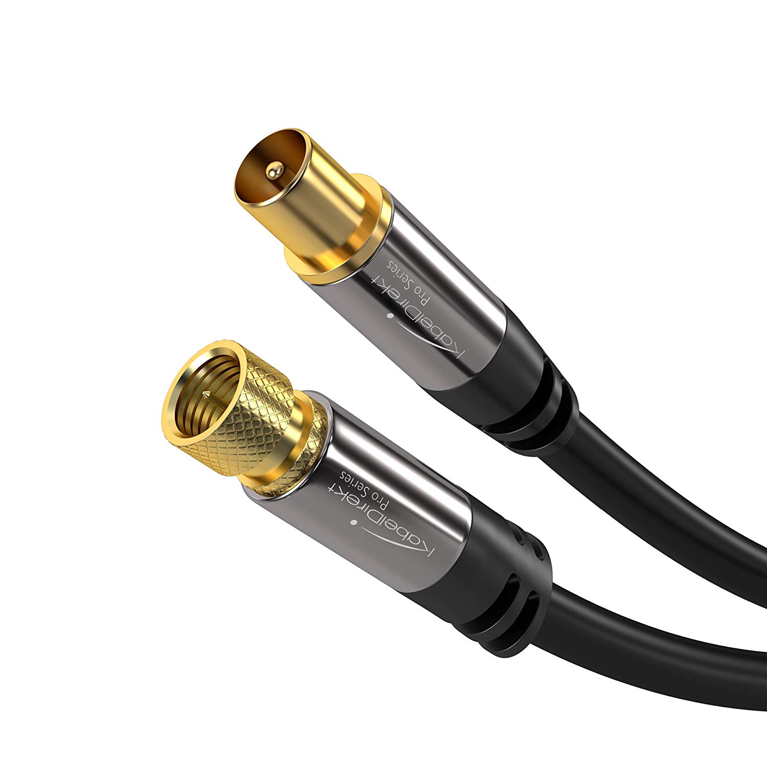 SAT cable/aerial cable with break-proof metal plugs, 10m (TV cable/satellite cable, adapter from F-connector to antenna plug