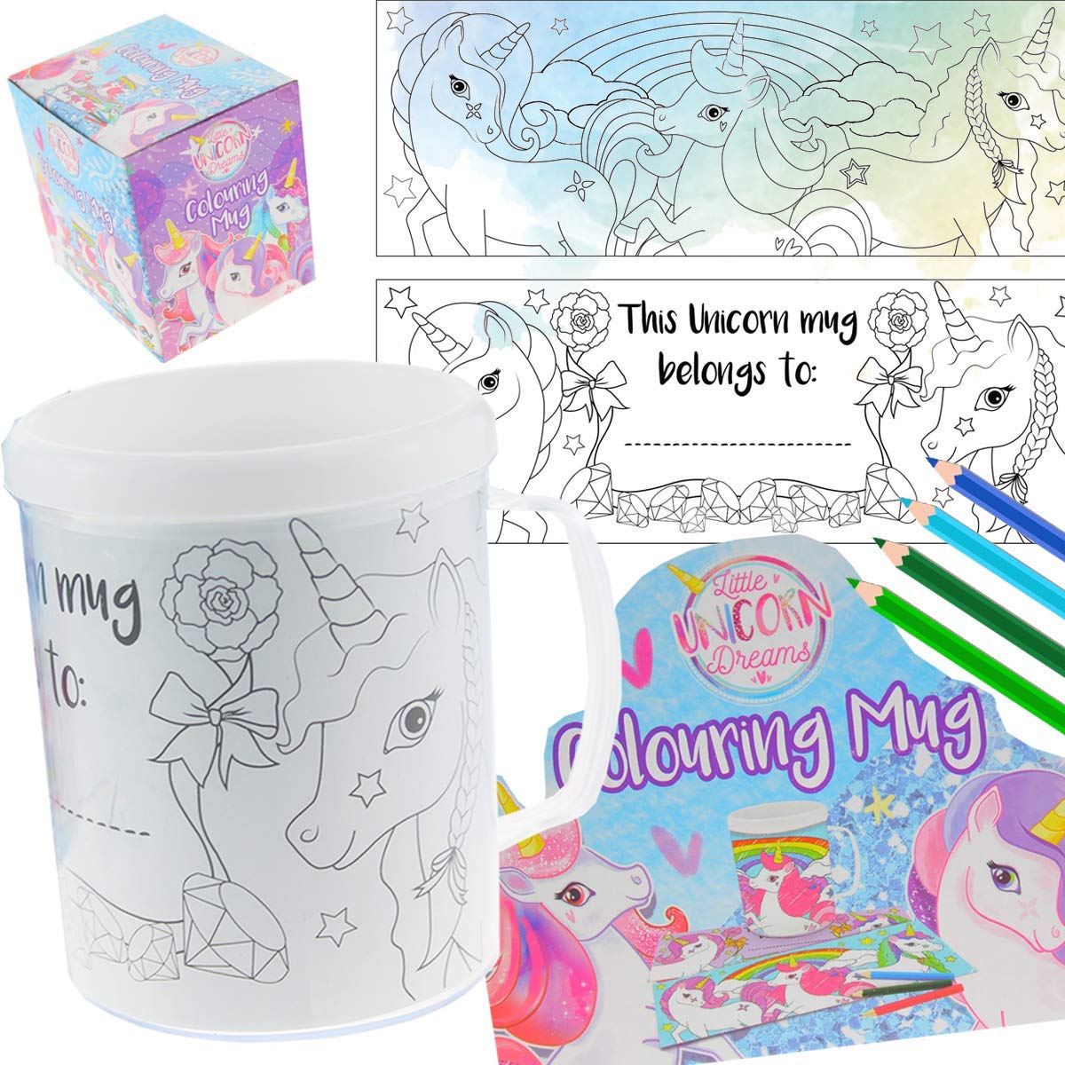 Henbrandt Unicorn Colouring Mug – Colour Your Own Arts & Crafts – BigaMart
