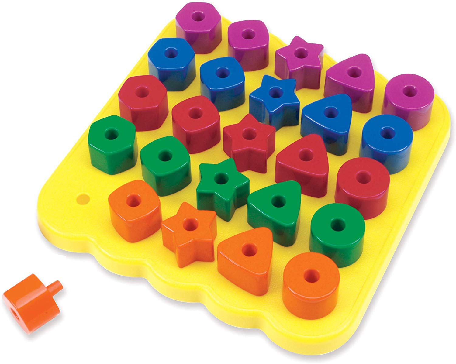 Learning Resources Stacking Shapes Peg Board - 25 Piece - Ages 3-6, Multicolor, Large