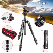 Manfrotto MKBFRTA4GT-BH Befree Advanced Travel Tripod, Twist Lock with Ball Head for Canon, Nikon, Sony, DSLR, CSC, Mirrorless, Up to 12 kg, Lightweight with Tripod Bag, Aluminium, Black