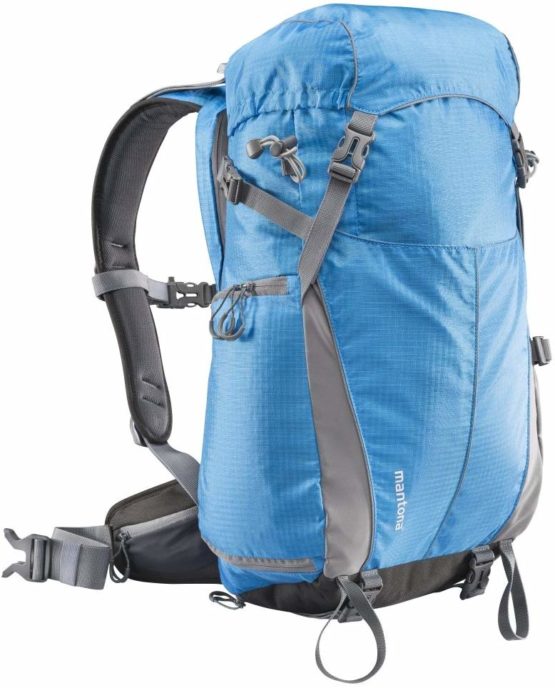 Mantona Elements outdoor backpack (with removable camera bag for DSLR cameras incl. rain cover/laptop compartment/tripod holder) blue