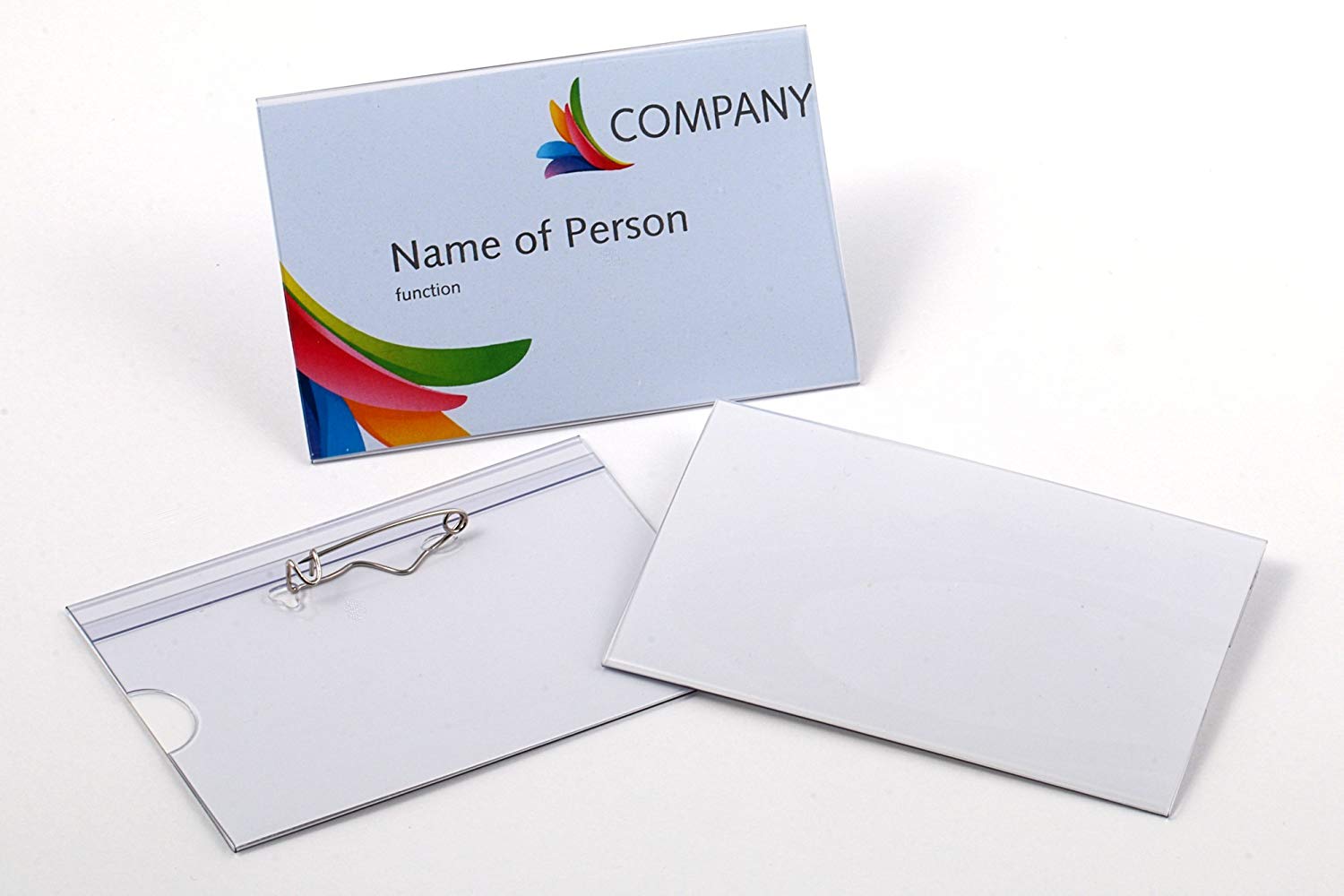 EUROPEL Name Badge Holders with Safety Pin & Blank Card Insert Sheets (Pack of 24), Clear, 90 x 60 mm - Image 3