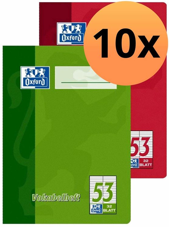 Oxford 100050398 Small Vocabulary Book School 10-pack A6 format with 2 Columns 32 Sheets Assorted Red and Green