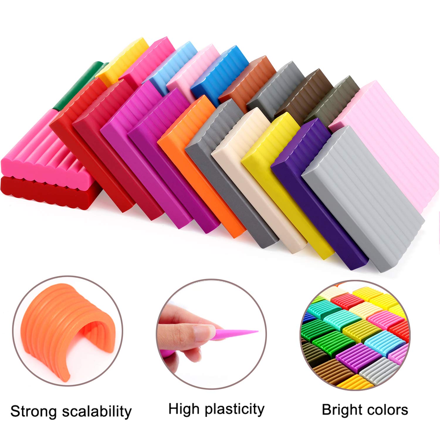 CiaraQ Polymer Clay, 24 Colors Oven Bake Clay Safe and Nontoxic DIY