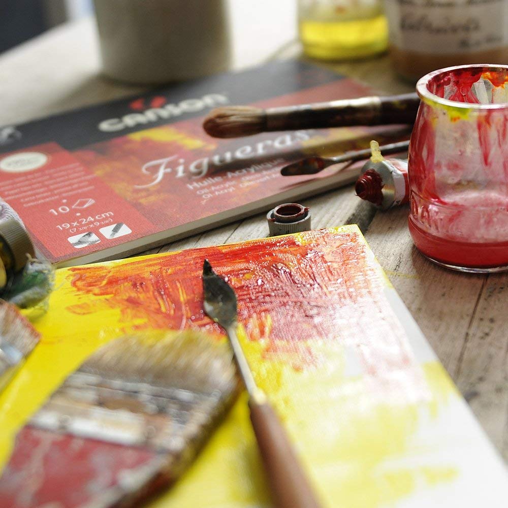 Canson Figueras Oil & Acrylic 290gsm paper pad including 10 sheets, size:33x24cm, canvas-like texture, white - Image 4