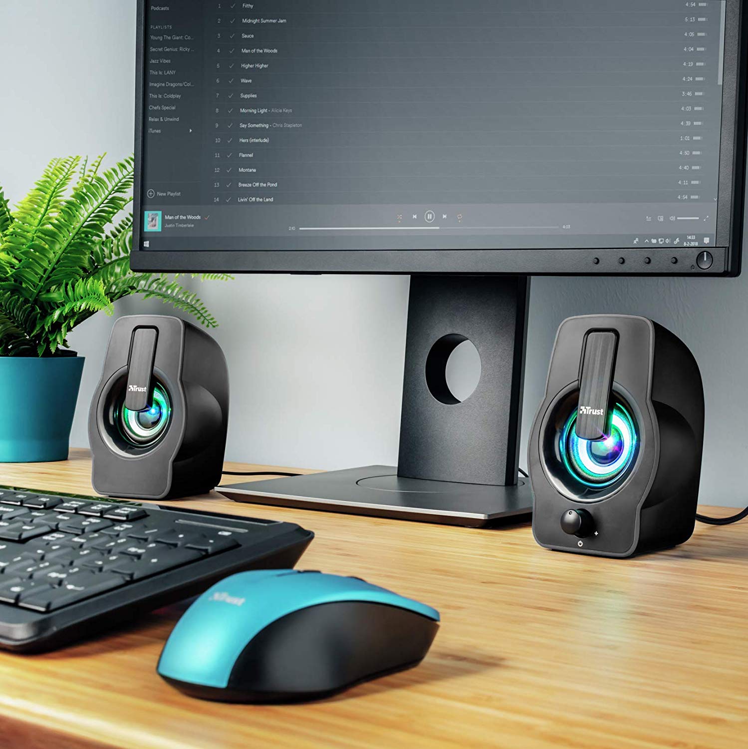 Trust Gemi RGB LED 2.0 PC Speakers for Computer and Laptop 12 W, USB Powered, Illuminated - Black - Image 4