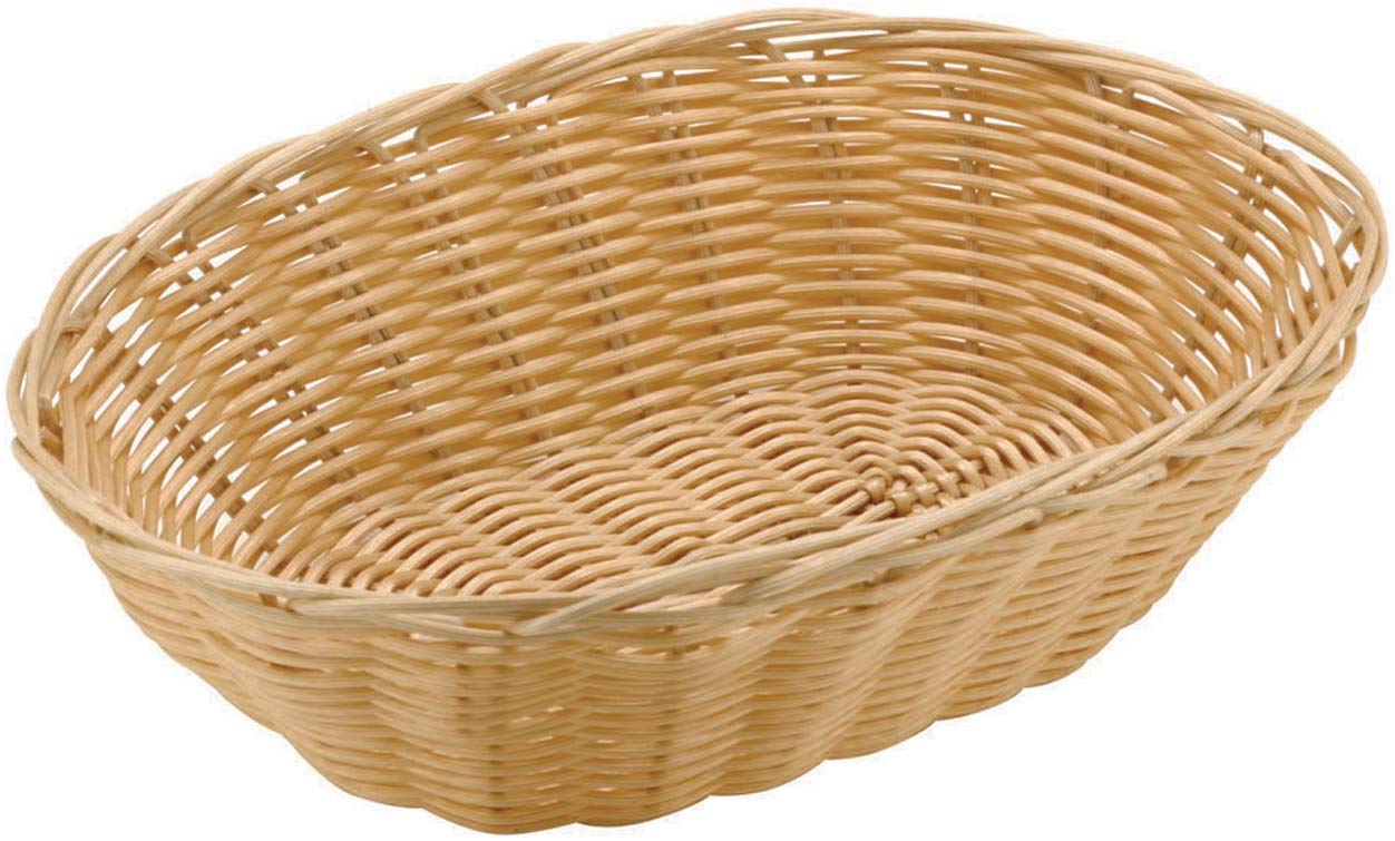 Paderno World Cuisine 6-Inch Diameter by 9-Inch Long Oval Polyrattan Bread Basket, Brown, 9-Inch by 6-Inch