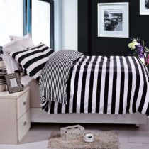 NTBAY 3 Pieces Microfiber Striped Duvet Cover Set, Ultra Soft Zipper Closure, Black and White, Double