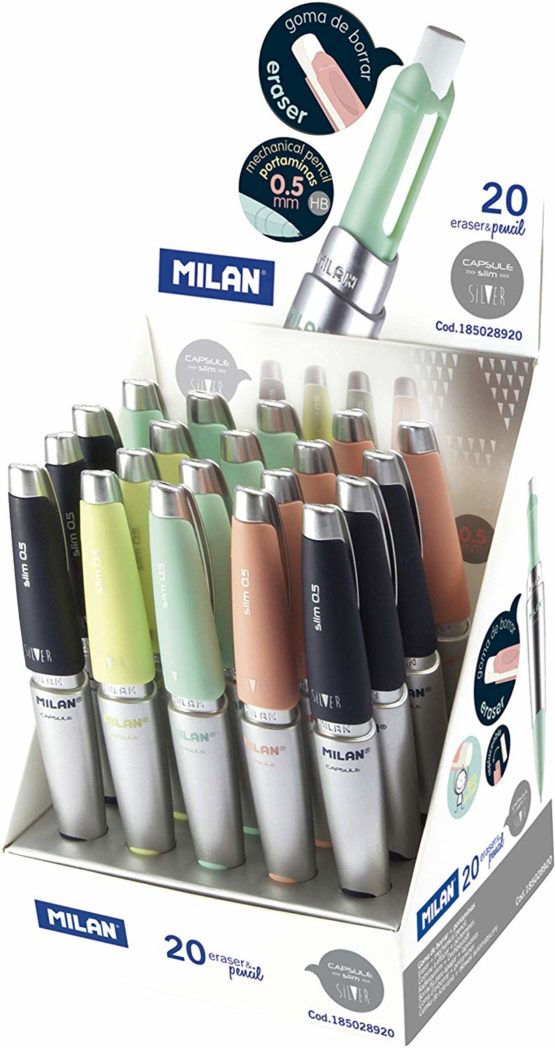 Display Case 20 Capsule Slim Silver Mechanical Pencils
