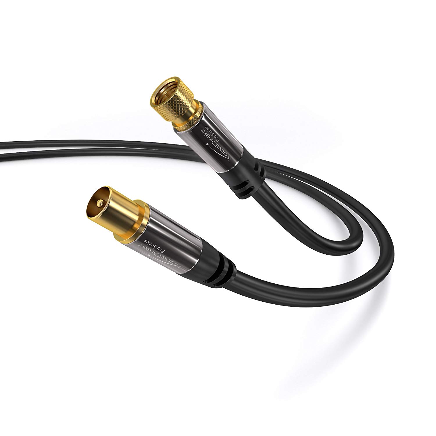 SAT/Aerial Cable with break-proof metal plugs, 1m (TV/Satellite Cable, adapter from F-connector to antenna plug - Image 3