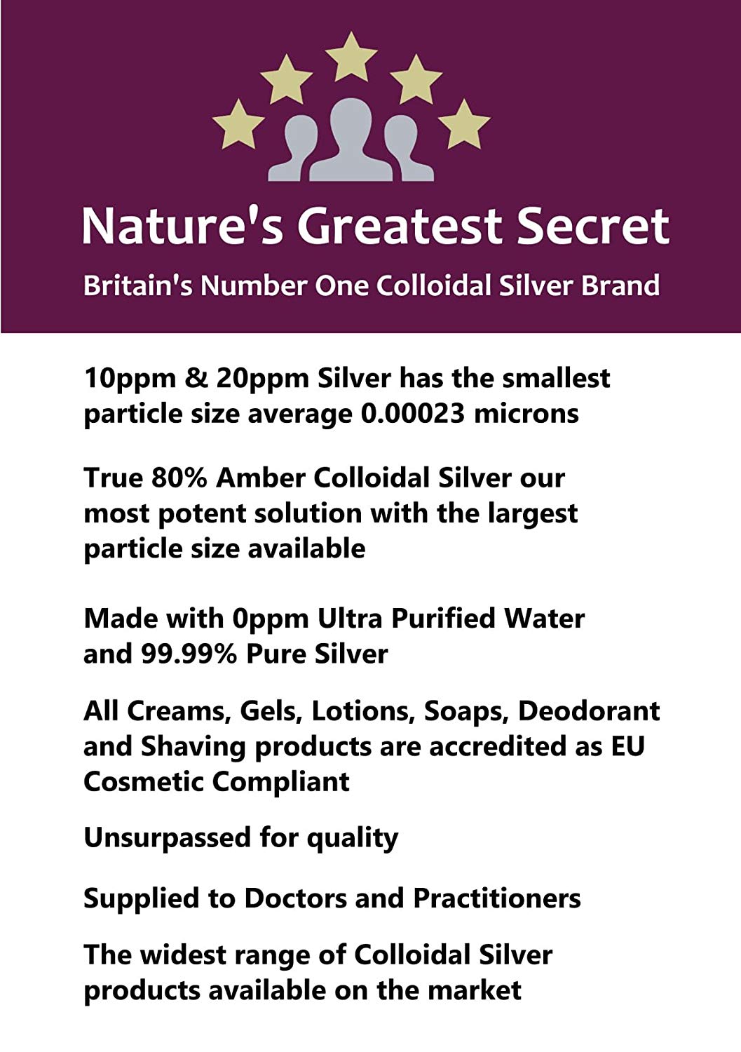 Nature's Greatest Secret Premium Quality Antibacterial 10ppm Colloidal Silver Bottle 300ml, Clear, 300 ml (Pack of 1) - Image 3