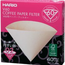 HARIO Paper Coffee Filters for V60 Dripper, Compatible with Size 02, Natural, 40 Pack