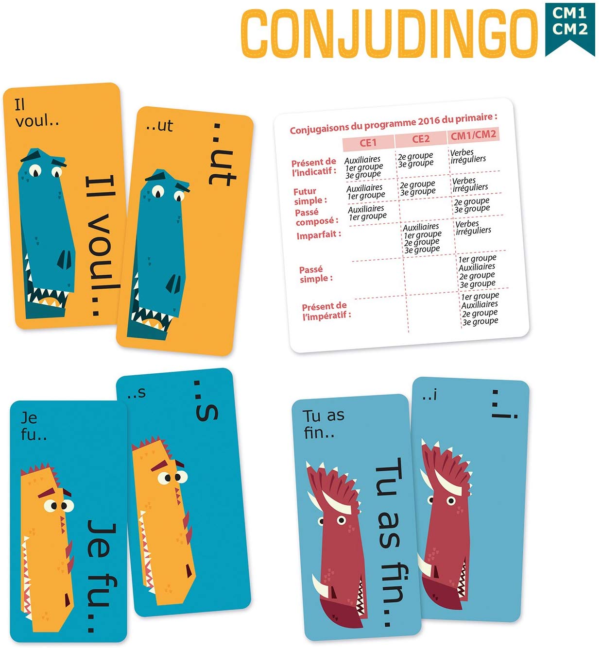 Aritma - ConjuDingo CM1 CM2 - Conjugation Game, 9+ Years (French Language), Red, Blue, 9.2 cm (L) x 9.2 cm (W) x 2.8 cm (H) - Image 4