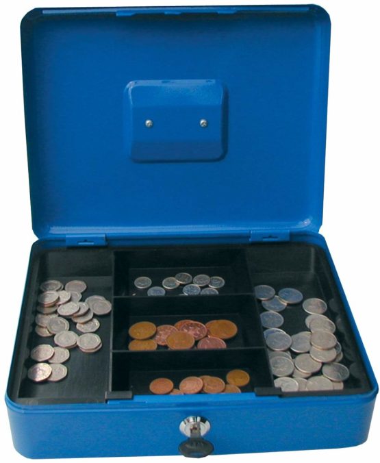 Cathedral 25 cm 10-Inch Value Metal Cash Box - Blue
