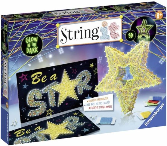 Ravensburger 18052 String it Maxi: 3D Stars-Glow in The Dark Playset, Yellow