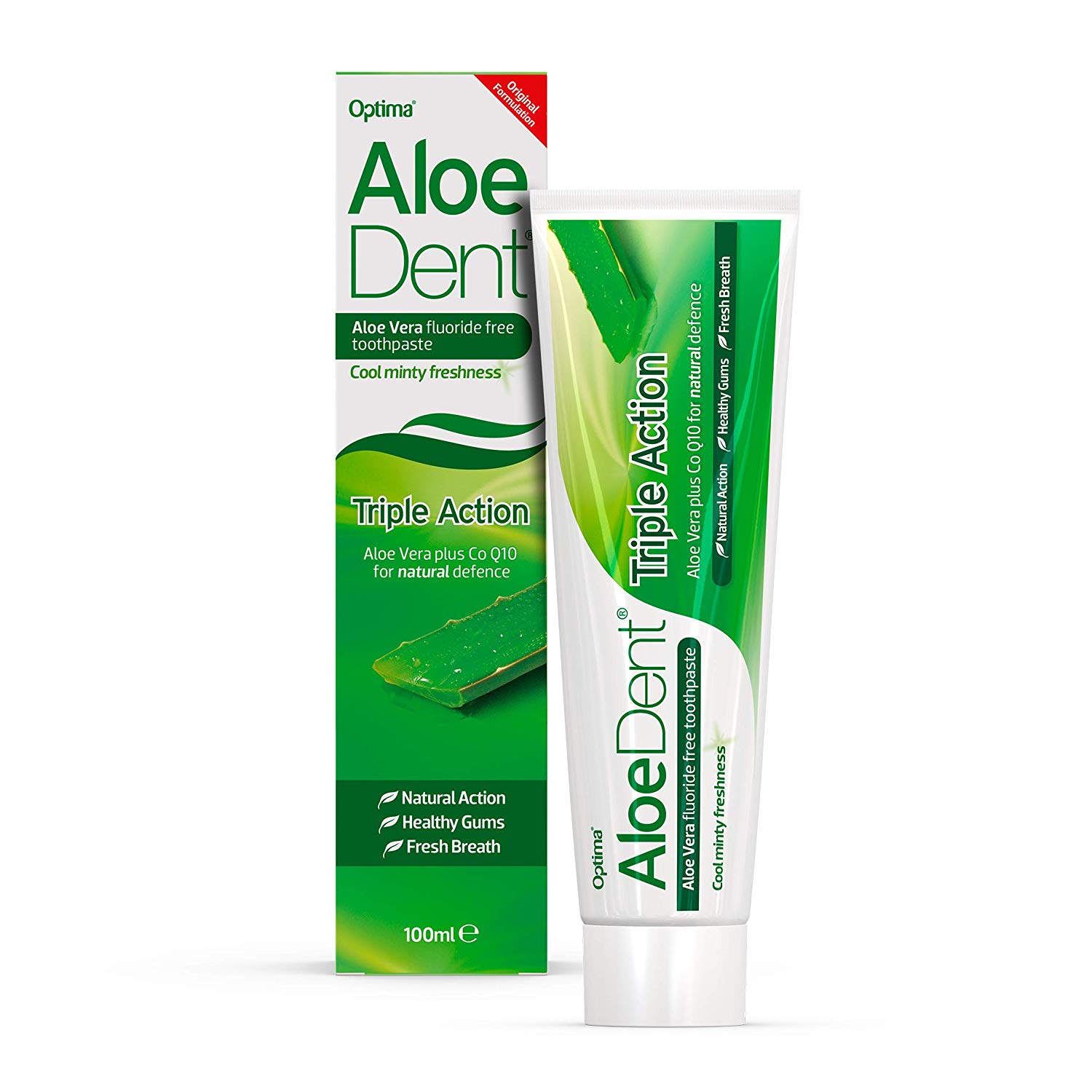 Aloedent Triple Action Aloe Vera Fluoride Free Toothpaste 3 x 100 ml