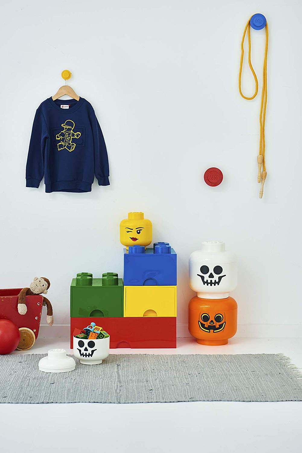 LEGO STORAGE HEAD (LARGE), SKELETON, Polypropylene Storage Box with Lid for Kids' Toy Storage, Stackable Organizer - Image 4