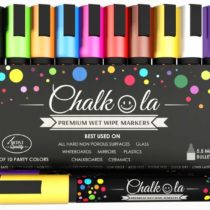 Chalk Pens - Pack of 10 neon Colour Markers. Used on Whiteboard, Chalkboard, Window, Blackboard - 6mm Reversible Bullet & Chisel Tip