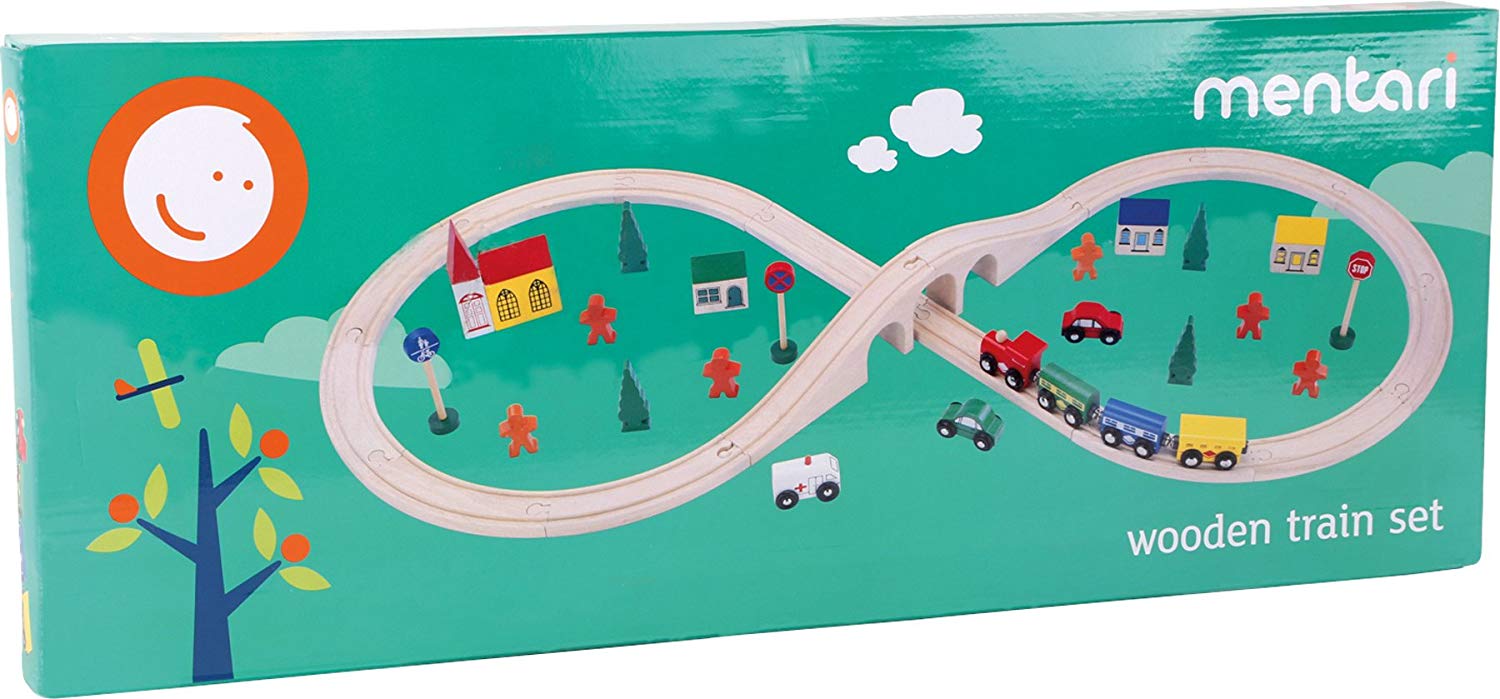 Small Foot Company 46 Piece Wooden Railway Set, Multicolor - Image 2