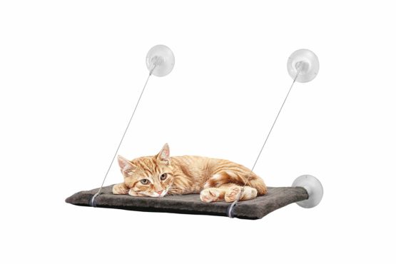 UNITED PETS Cat View Cat Window Perch for Cats, Italian Design, Grey. Size: 37x47cm (15x19 inches) Cat Window Seat, Cat Hammock - Image 4