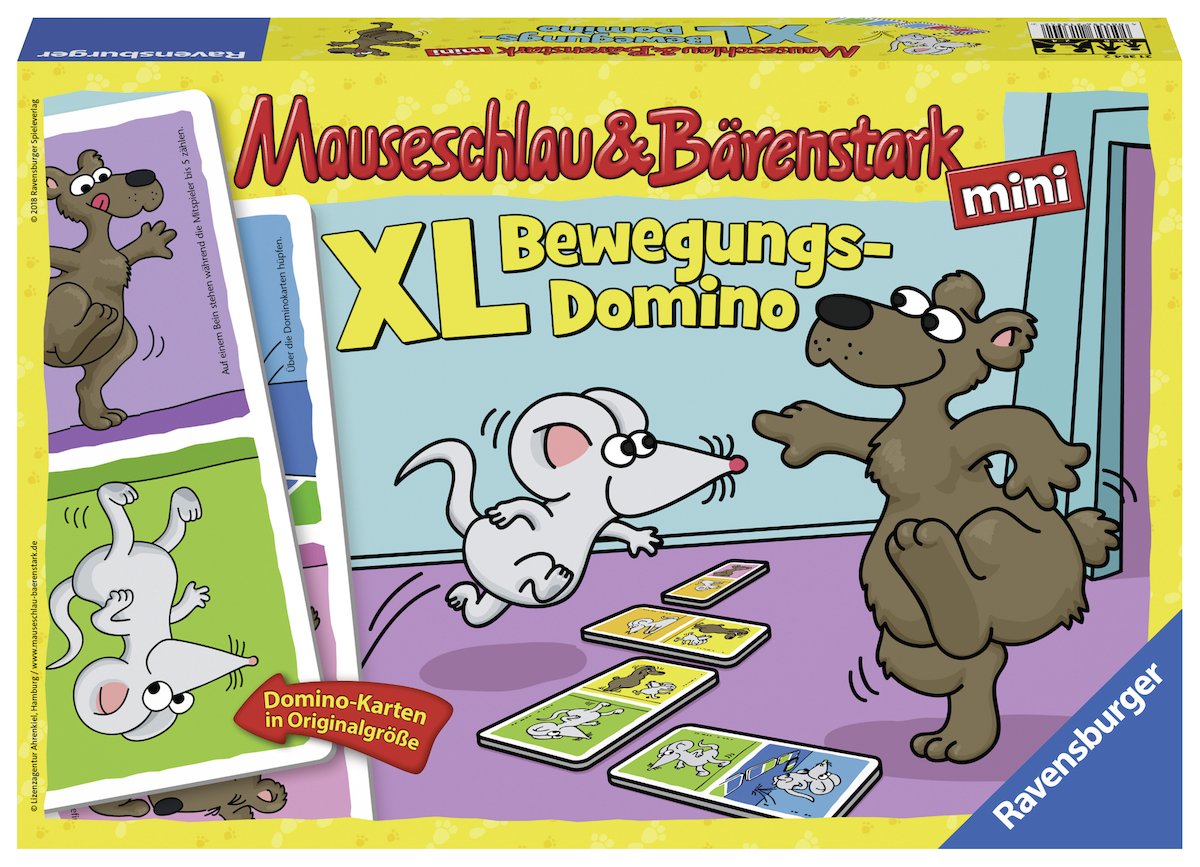 Ravensburger Mouse & Bear Strong XL Movement Domino Funny Children's Games, Multicoloured