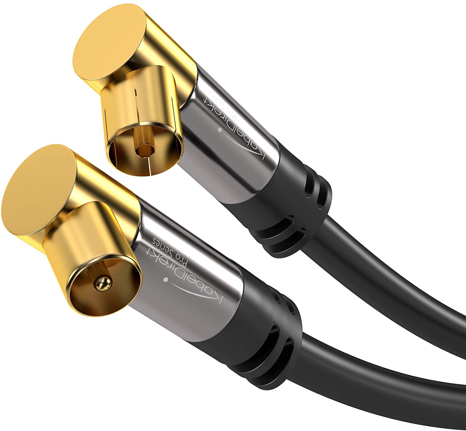 KabelDirekt, 4K TV Aerial Cable, Coaxial Cable, 90° Angled, 2m, Digital & Analogue, Available in 0.5-20m (Angled Plug/Socket