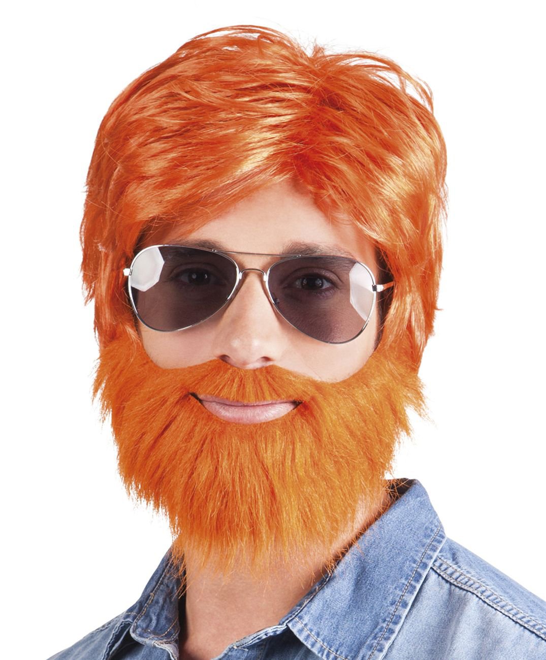Boland Mens Ginger Wig and Beard Set Dude Orange Wig Male Disguise Dress Up Adult One Size, lt orang l - Image 2