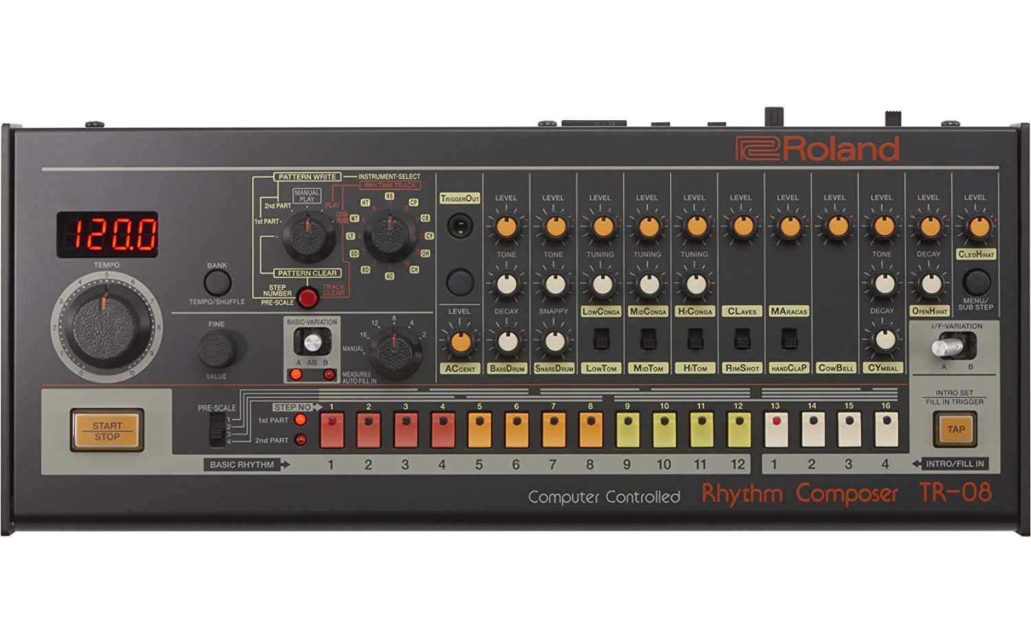 ROLAND TR-08 Rhythm Composer Drum Machine, Multicolor, TR-08, multicoloured