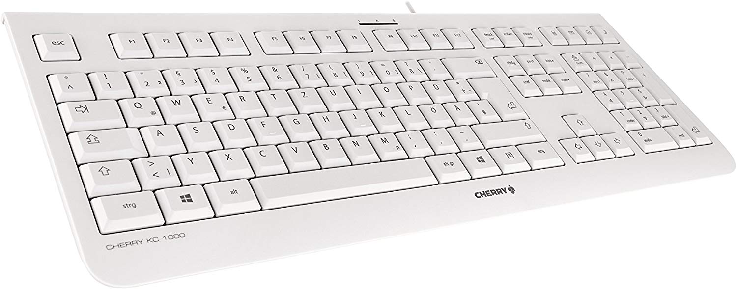 CHERRY KC 1000, Wired Keyboard, UK Layout (QWERTY), Plug & Play via USB Port, Flat Design, Whisper-Quiet Keystrokes, White-Grey - Image 3