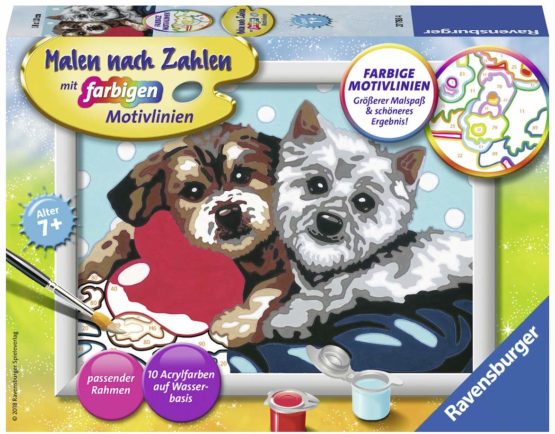 Ravensburger Hundefreundschaft 27783 Paint by Numbers 18 x 13 cm Dog Friendship, Multi-Coloured