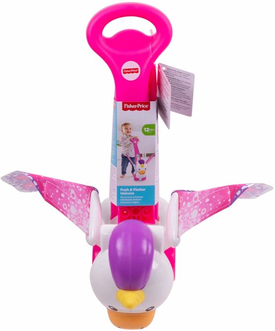 Fisher-Price GCV72 Push & Flutter Unicorn, Pink Push Toy for Baby, Multicoloured - Image 3