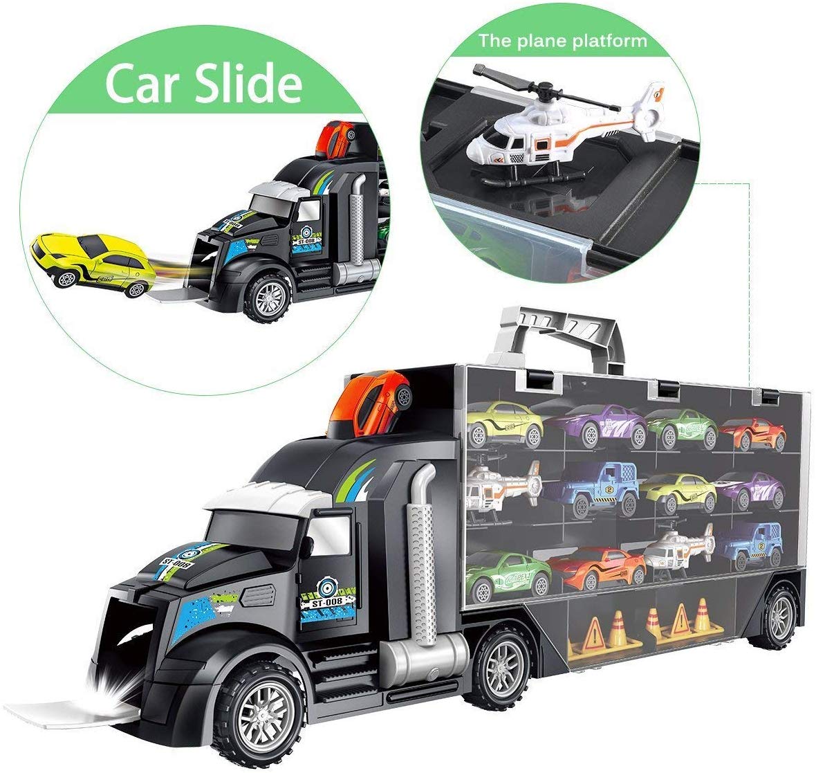 iBaseToy Toy Cars, 18 Pieces Transport Car Carrier Truck Toy, Vehicles