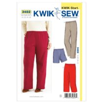 KWIK - SEW PATTERNS K3482 Size 1X - 2X - 3X - 4X Pants and Shorts, Pack of 1, White