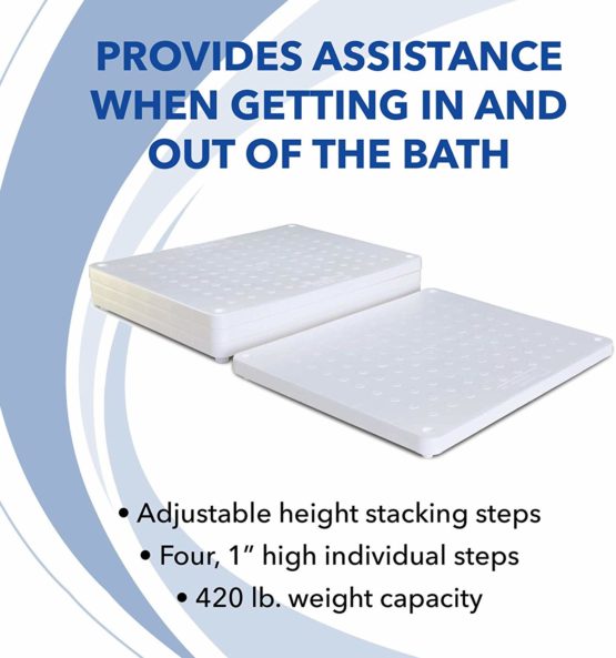 Stool Langham, Stepping Stool, Adjustable Height Bath Step, Non-Slip Rubber Feet, Four Individual Modular Steps, 25mm (1'') Thick, Increases Bathroom Safety, Getting In and Out of Bath - Image 2