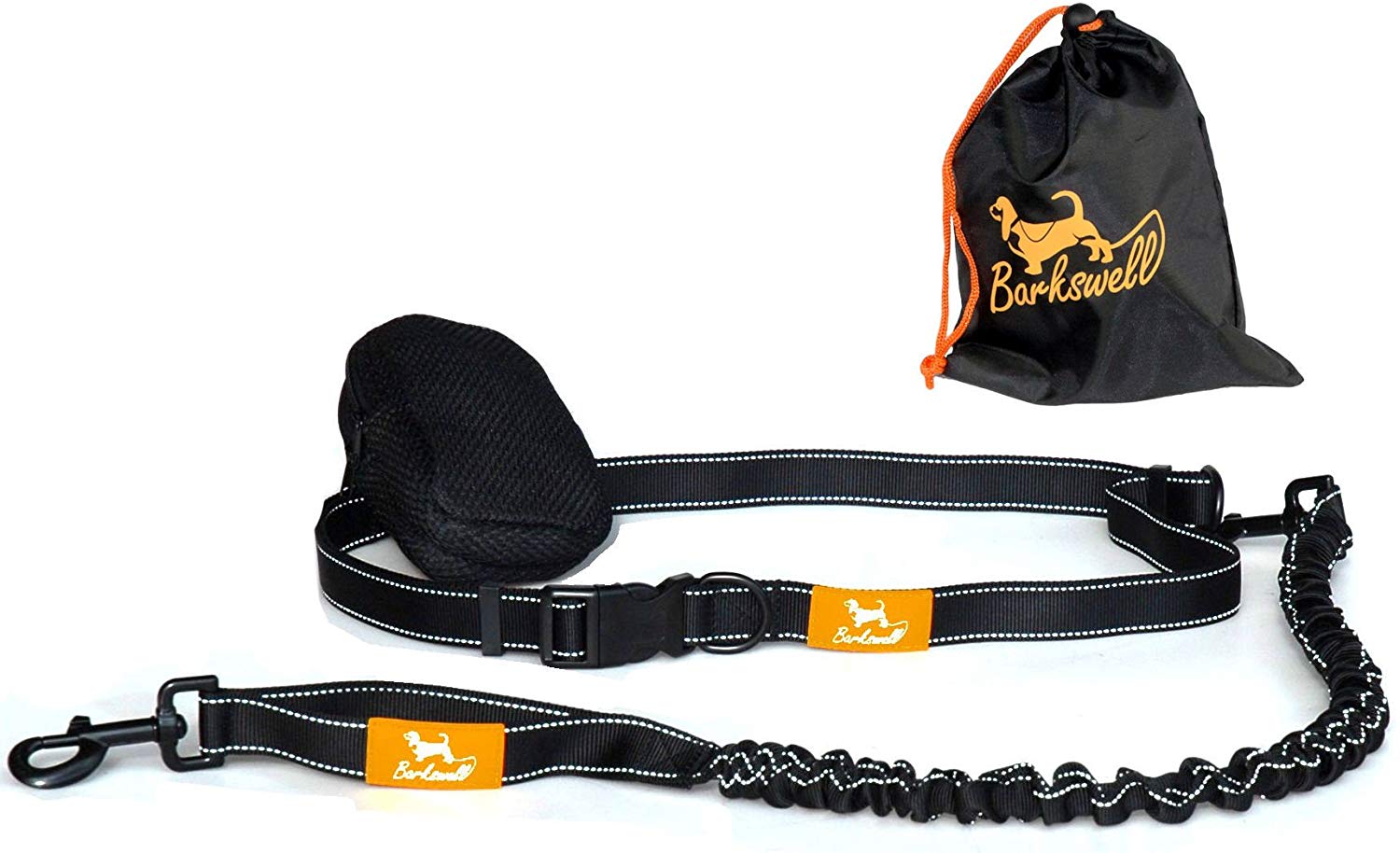 Barkswell Hands Free Dog Lead - Running Lead with Waist Belt and Bungee Cord, Original Black, 1 Dog