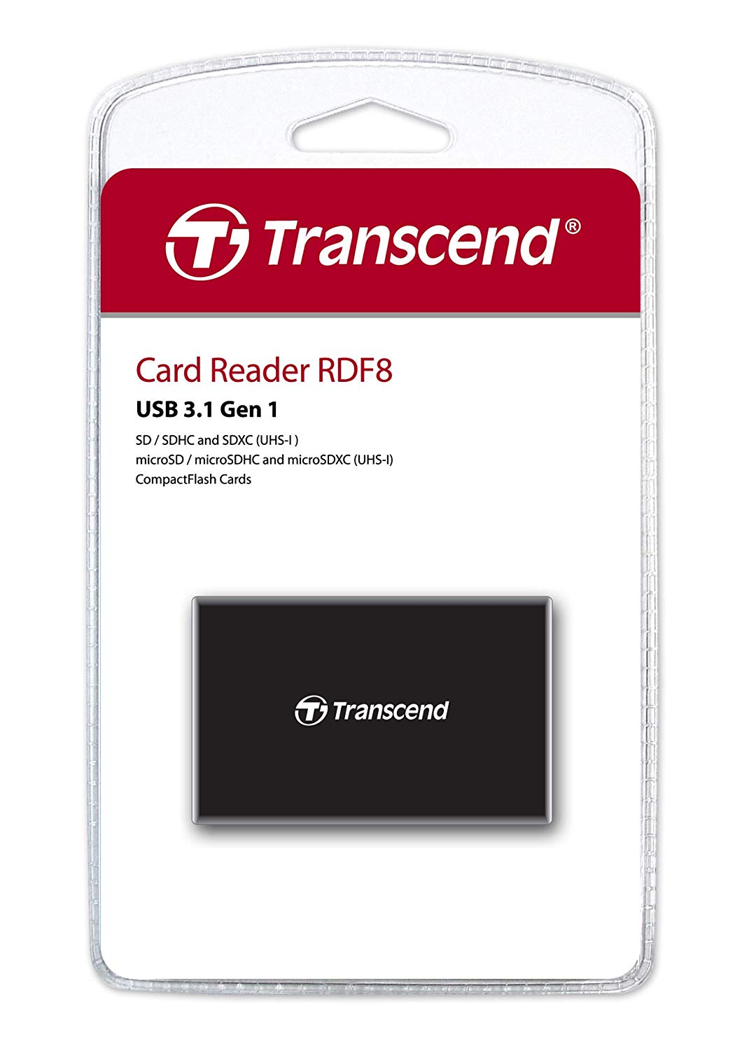 Transcend RDF8 USB 3.1 Gen 1 (USB 5Gbps) SD & microSD & CompactFlash Card Reader, with Micro USB to USB Type A Cable, TS-RDF8K2 - Image 4