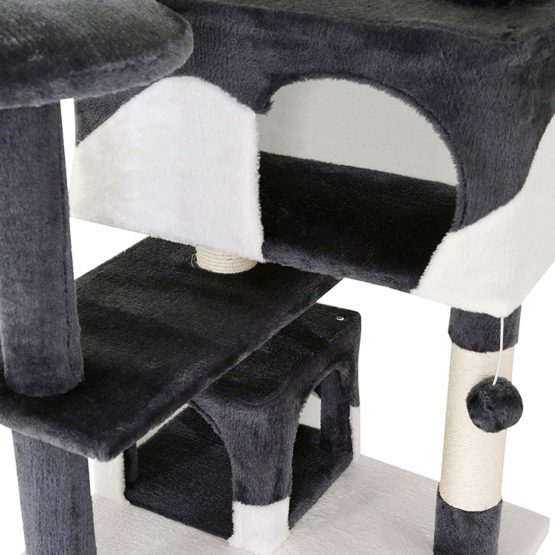 dibea Cat Tree Activity Centre Scratching Post, 130 cm, Grey/White - Image 4