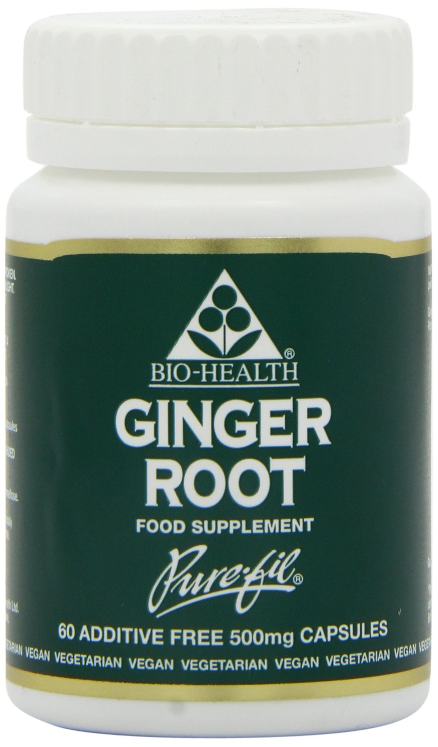 Bio-Health Ginger Root Herbal Food Supplement for Better Digestion and General Health Relief for Nausea and Sickness Suitable for Vegan and Vegetarians Additive Free
