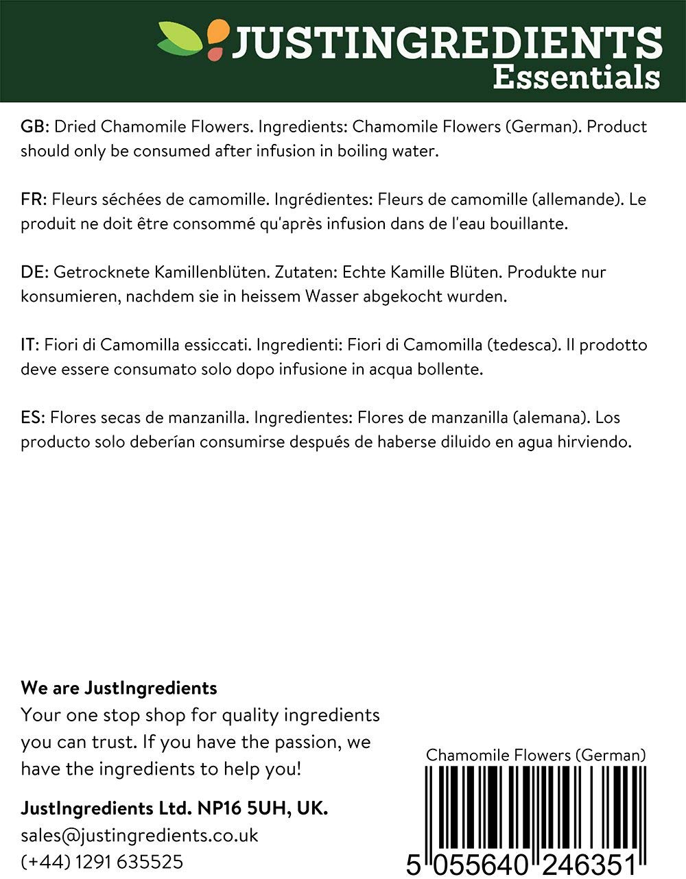 JustIngredients Essentials Chamomile Flowers German, 250 g, Pack of 2, 250 g (Pack of 2) - Image 3