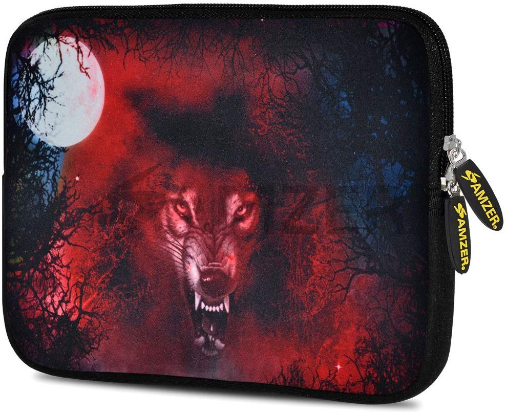 Amzer Red Wolf Design Neoprene Soft Sleeve for Up to 7.75 inch Tablet